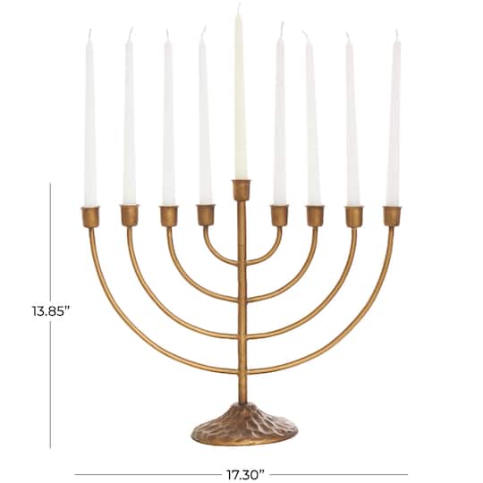 17" Bronze Metal Layered Arch Candelabra with Textured Base